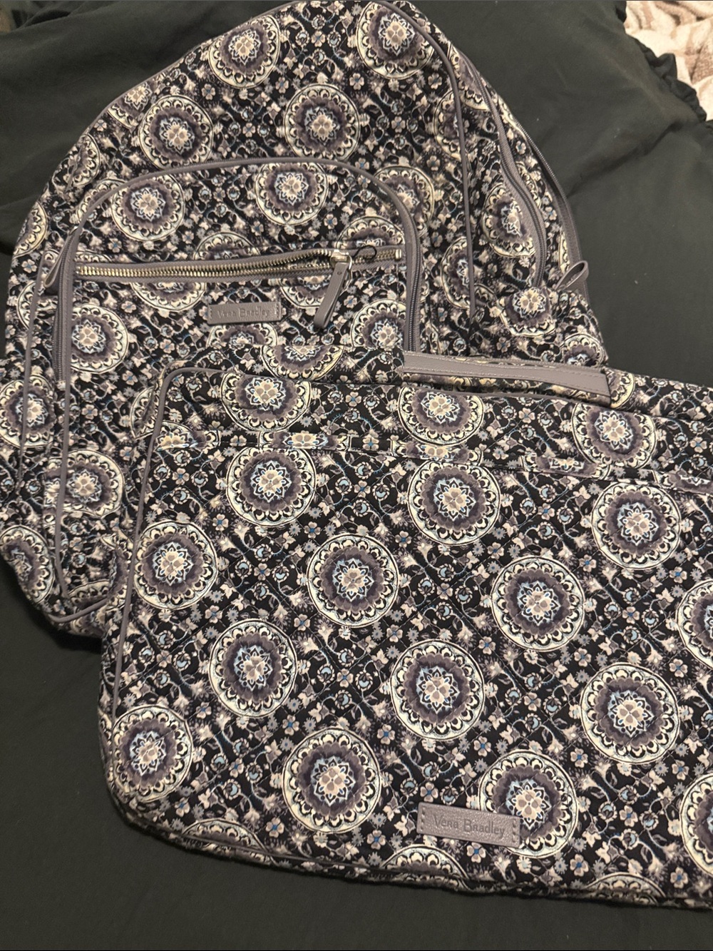 Quilted Patterned Backpack - Purple Floral Medallion